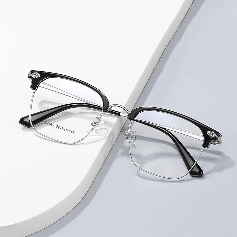 Gafas vintage con montura cuadrada y medio borde