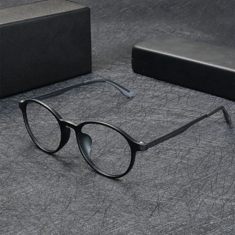 Gafas con montura redonda y filtro de luz azul